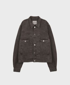 HERRINGBONE TRUCKER JACKET BROWN