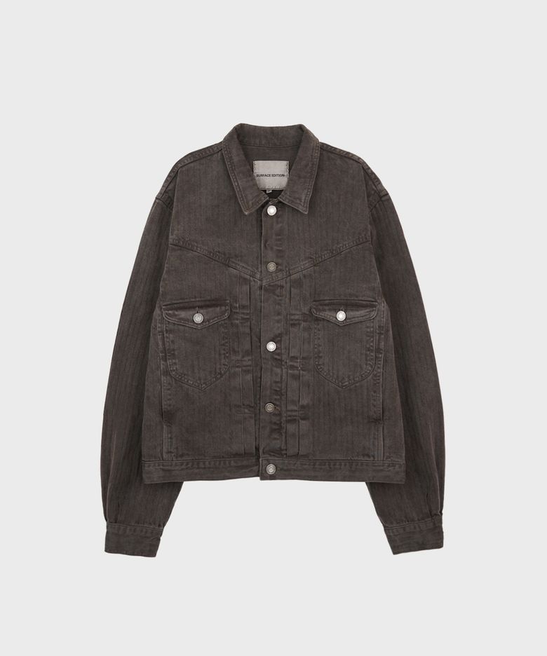 HERRINGBONE TRUCKER JACKET BROWN