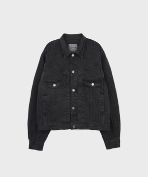 HERRINGBONE TRUCKER JACKET BLACK