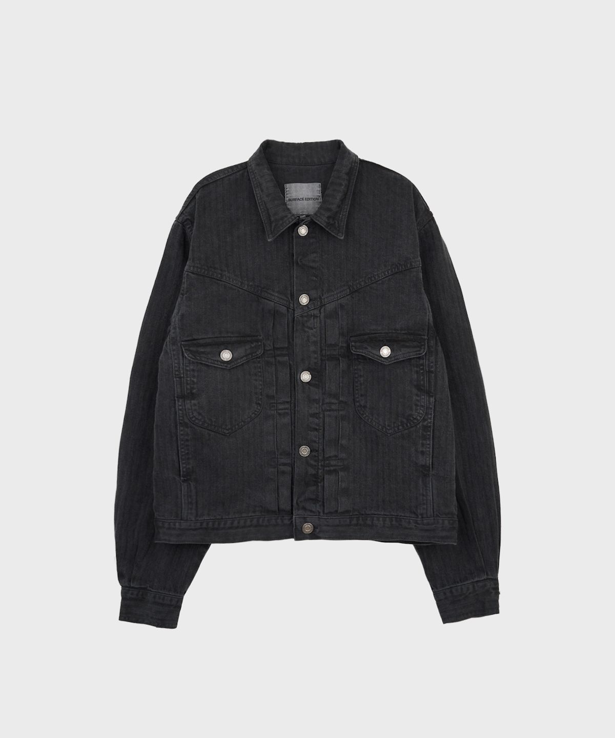 서피스에디션(SURFACE EDITION) HERRINGBONE TRUCKER JACKET BLACK