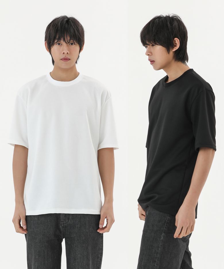 [2PACK] 레이어드 크루 넥 반팔 티셔츠 260g 헤비웨이트 오버핏 2color