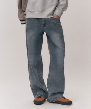 남녀공용 와이드핏 라이트 인디고 데님팬츠[LT-INDIGO](UB4DP86)