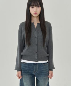 W 이븐 라운드 코튼 가디건  (GREY)