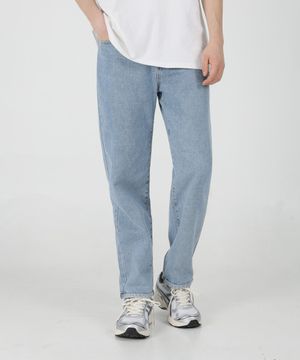 밑단배색 일자 청바지