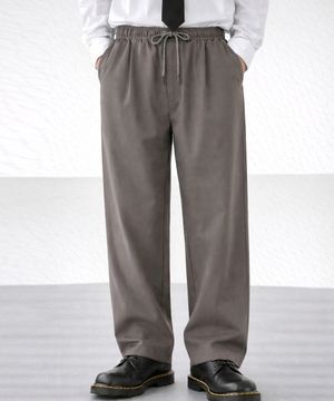 밴딩 핀턱 세미와이드 면 팬츠