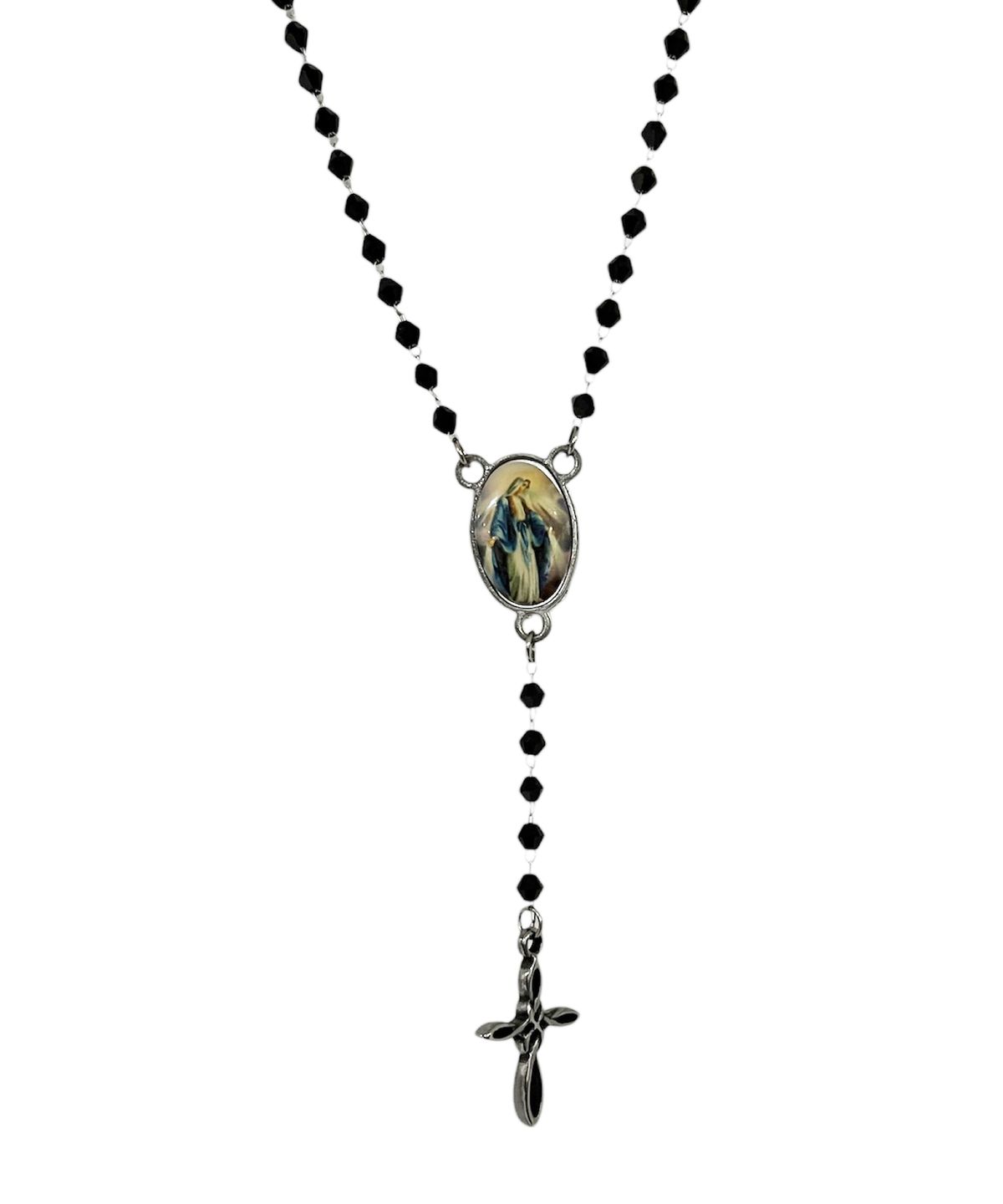 스케이터락(SK8ER ROCK) Black Beads Chain Rosary Necklace