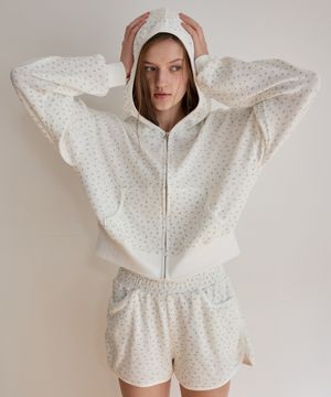 앤디 플라워 와플 후드 집업 ( 화이트 )