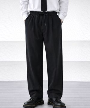 밴딩 핀턱 세미와이드 면 팬츠