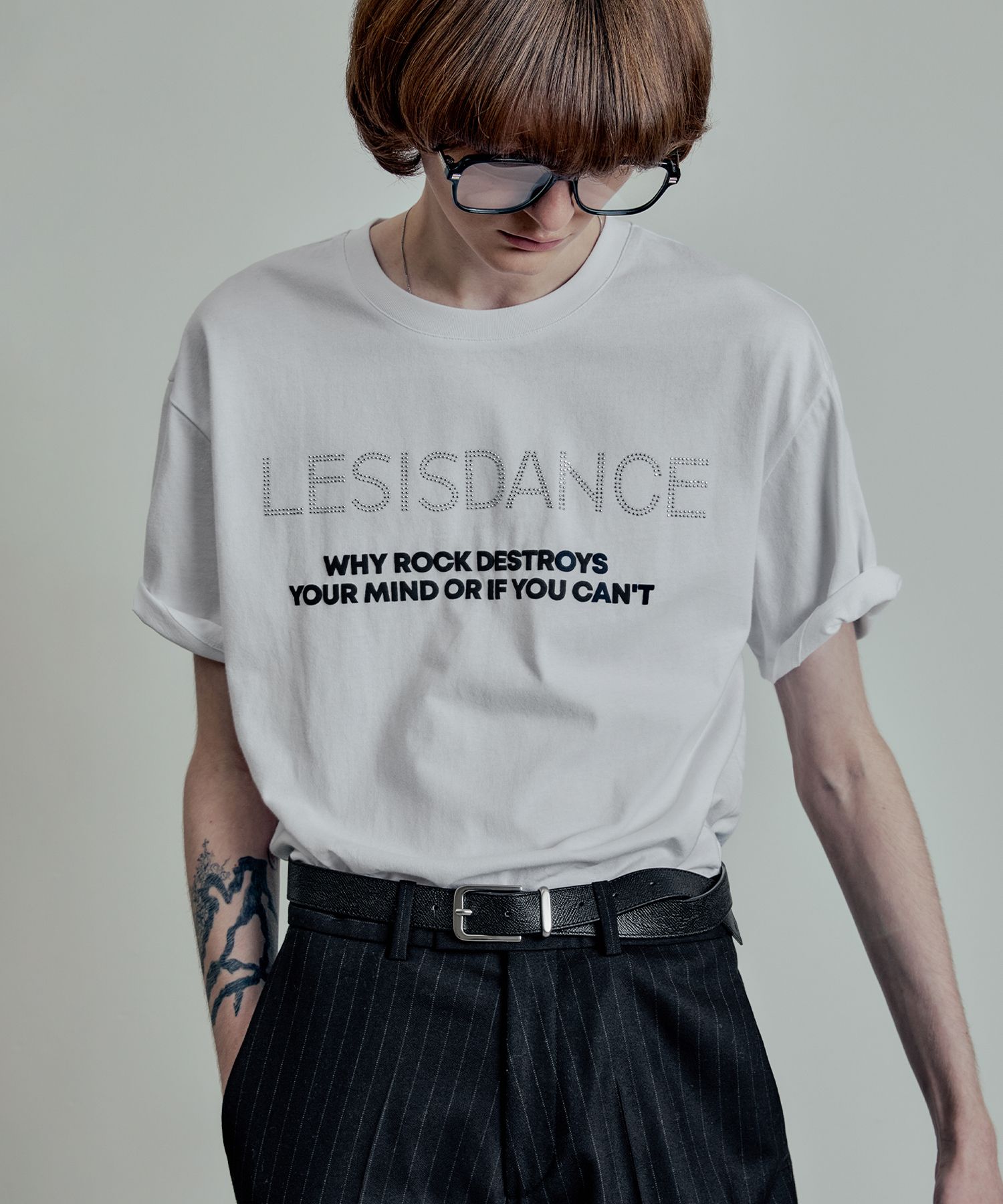 [LMOOD] JEWEL TRIMMING HALF T SHIRT /追跡付 MUSINSA | LMOOD Jewel Trimming Half T-Shirt White