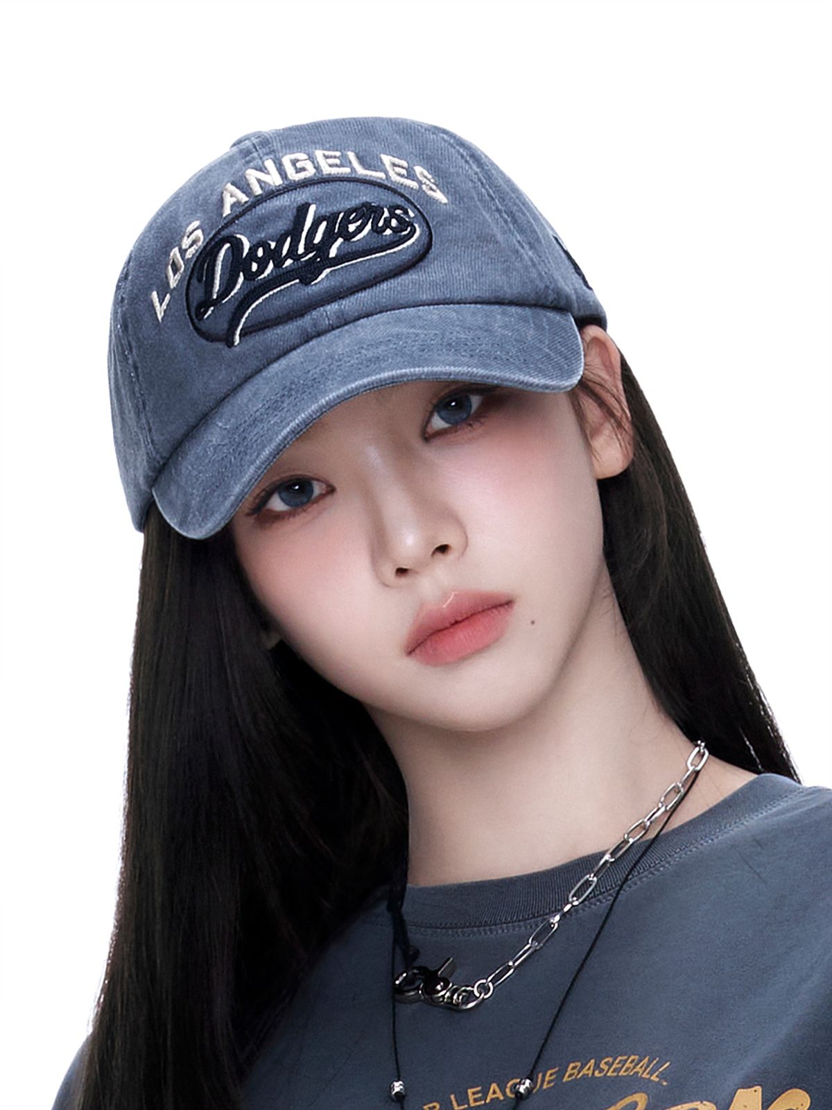 엠엘비(MLB) 바시티 빈티지 컬시브 스티치 언스트럭쳐 볼캡 LA (Indigo)