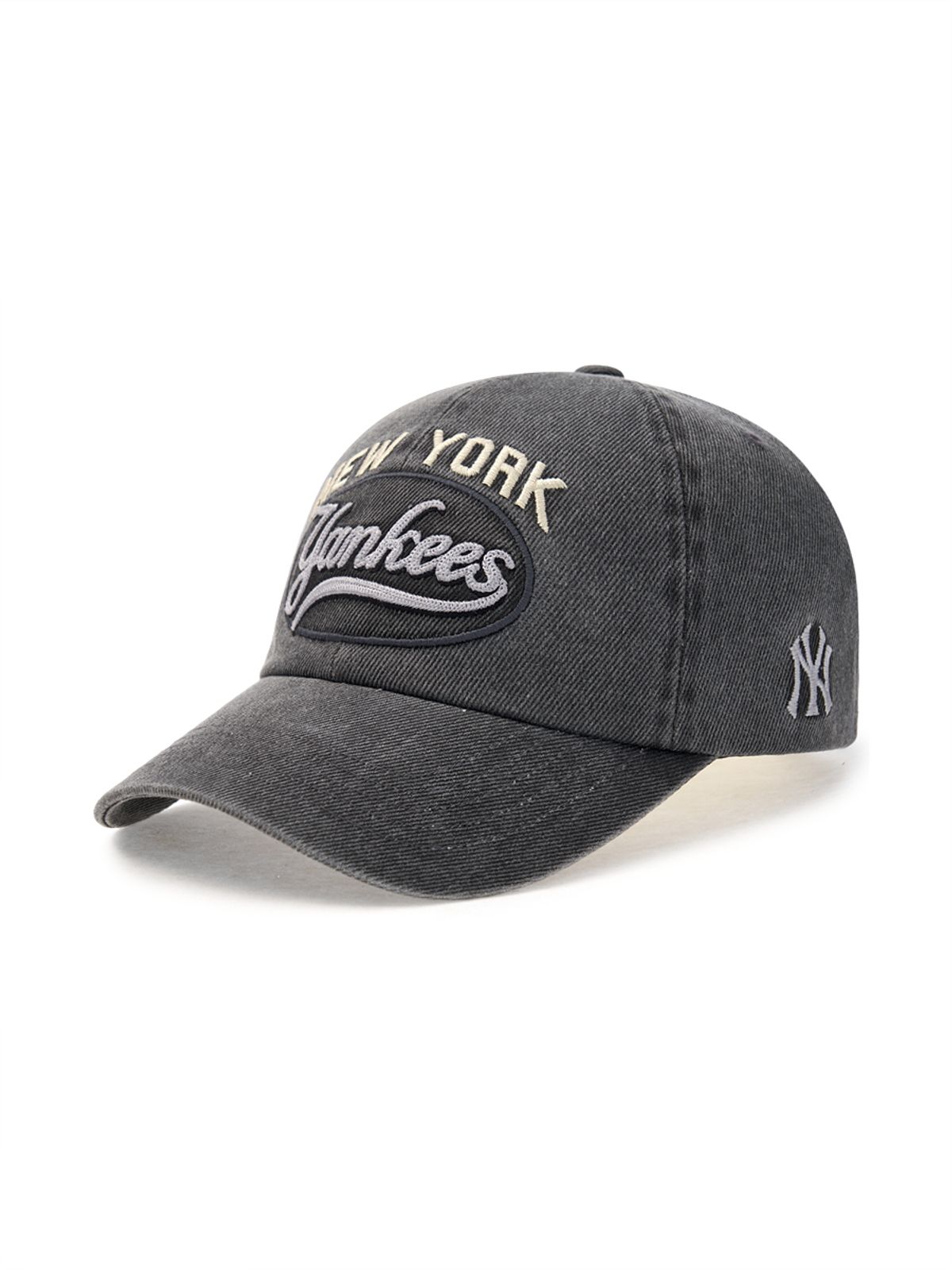 엠엘비(MLB) 바시티 빈티지 컬시브 스티치 언스트럭쳐 볼캡 NY (Charcoal Grey)