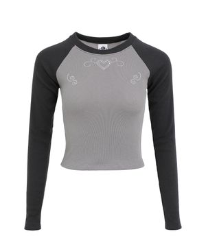 소울 하트 라글랑 롱슬리브 티_그레이