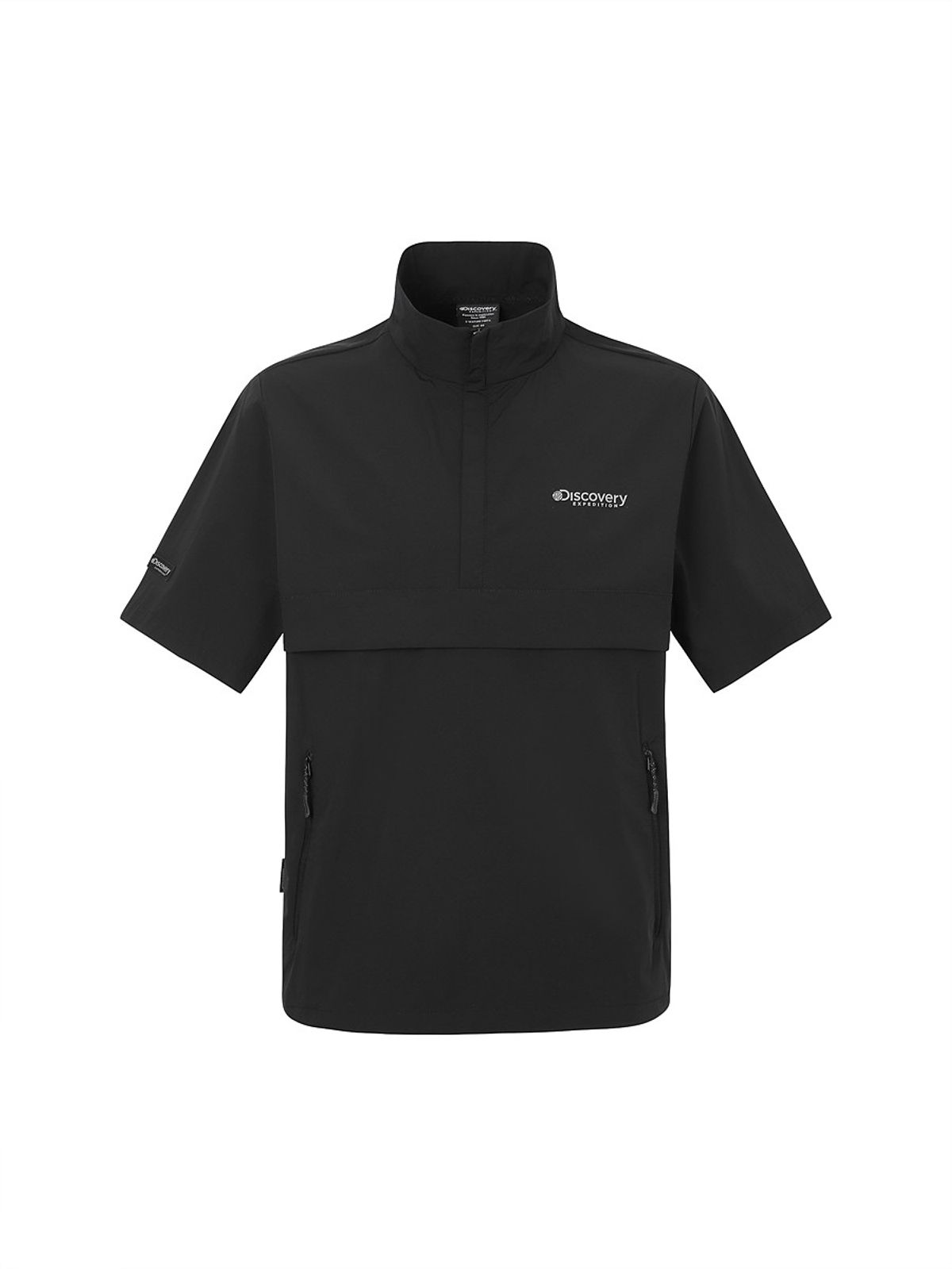 디스커버리 익스페디션(DISCOVERY EXPEDITION) 프레시벤트 폴튼 트레이닝 반팔 하이넥 아노락 (BLACK)