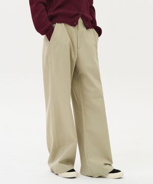 W 클래식 코튼 팬츠 (BEIGE)