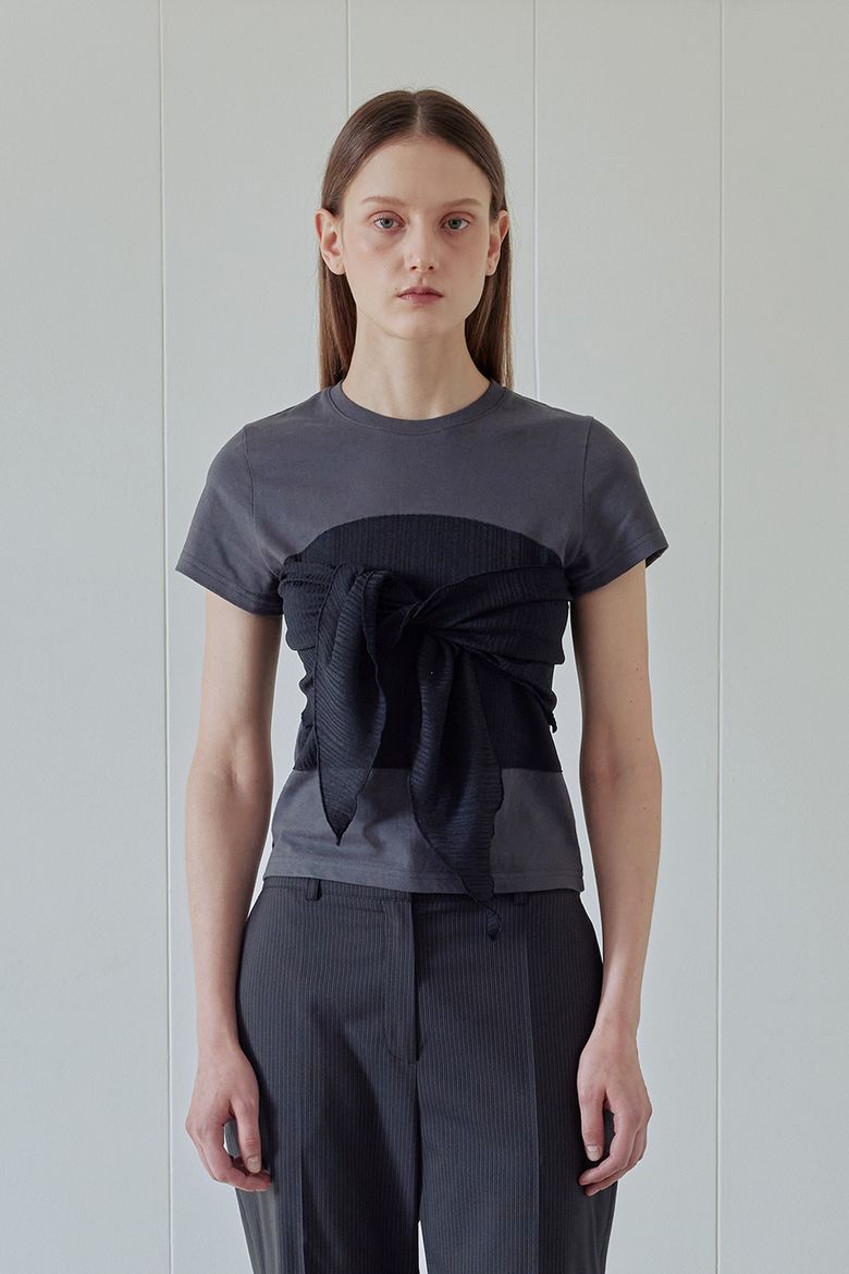 BUTTERFLY KNOTTED HALF-TOP (CHARCOAL)