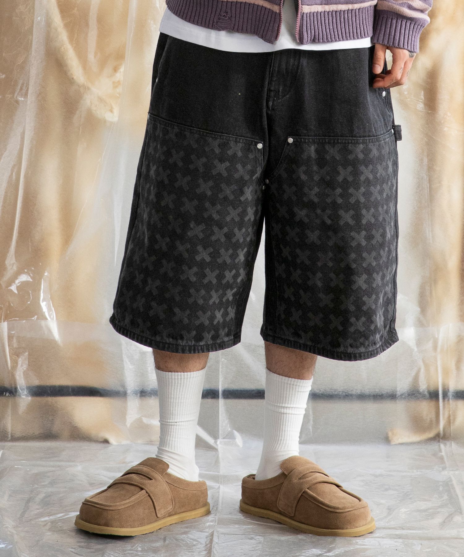 XTONZのXP275 Cross Carpenter Bermuda Denim Pants 全2色 MUSINSA | XTONZ XP275 Cross Carpenter Bermuda Denim Pants (BLUE)