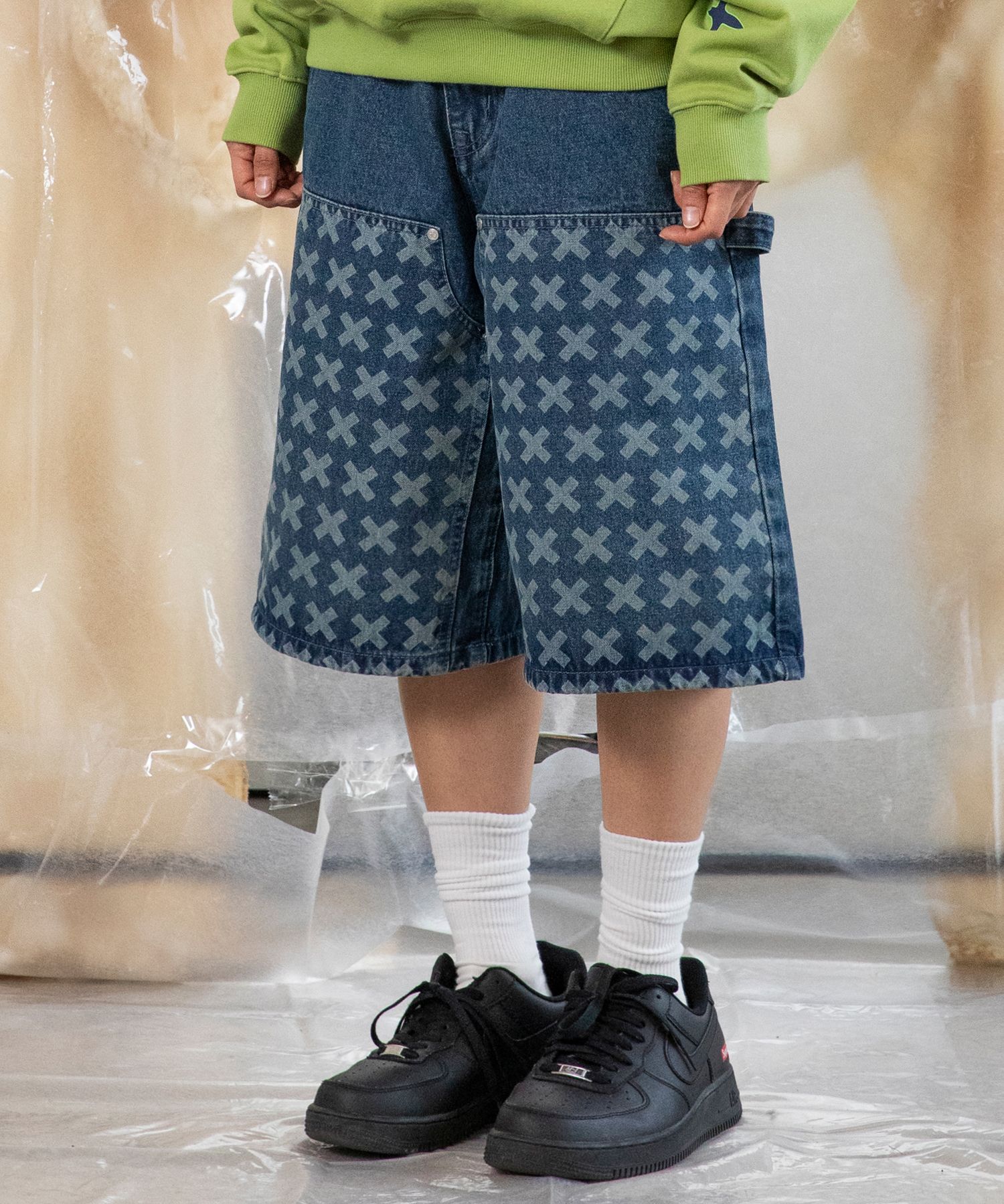 XTONZのXP275 Cross Carpenter Bermuda Denim Pants 全2色 MUSINSA | XTONZ XP275 Cross Carpenter Bermuda Denim Pants (BLUE)