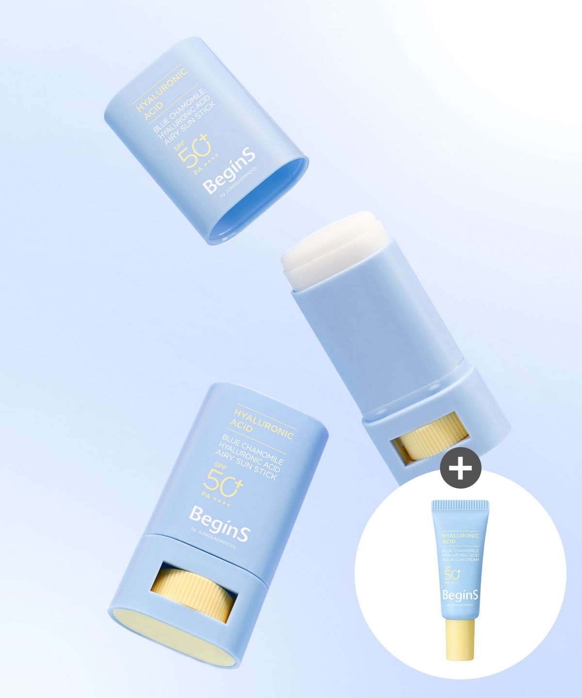 비긴스 바이 정샘물(BEGINS) 블루 캐모마일 히알루론산 에어리 선 스틱 (수분 선크림5ml 증정)