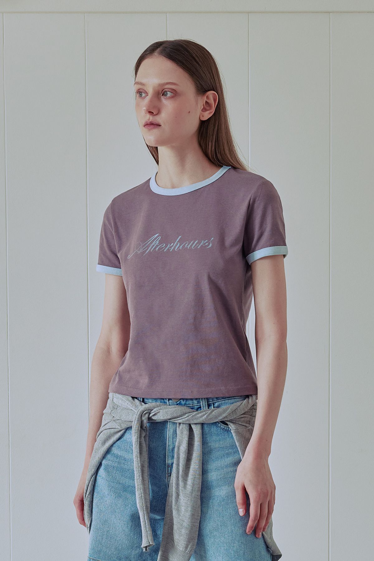 애프터아워즈(AFTERHOURS) LOGO RINGER TEE (PLUM)