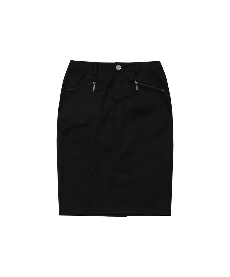 Back Pocket Midi Skirt Black