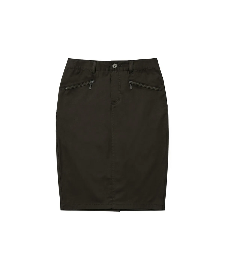 Back Pocket Midi Skirt Khaki Brown