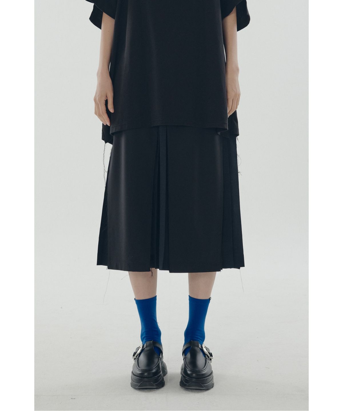래코드(RECODE) A-Line Slit Pleats Lining Skirt