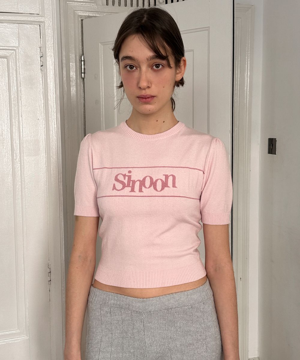 MUSINSA公式 | SINOON Sinoon Logo Half Knit (Baby Pink)