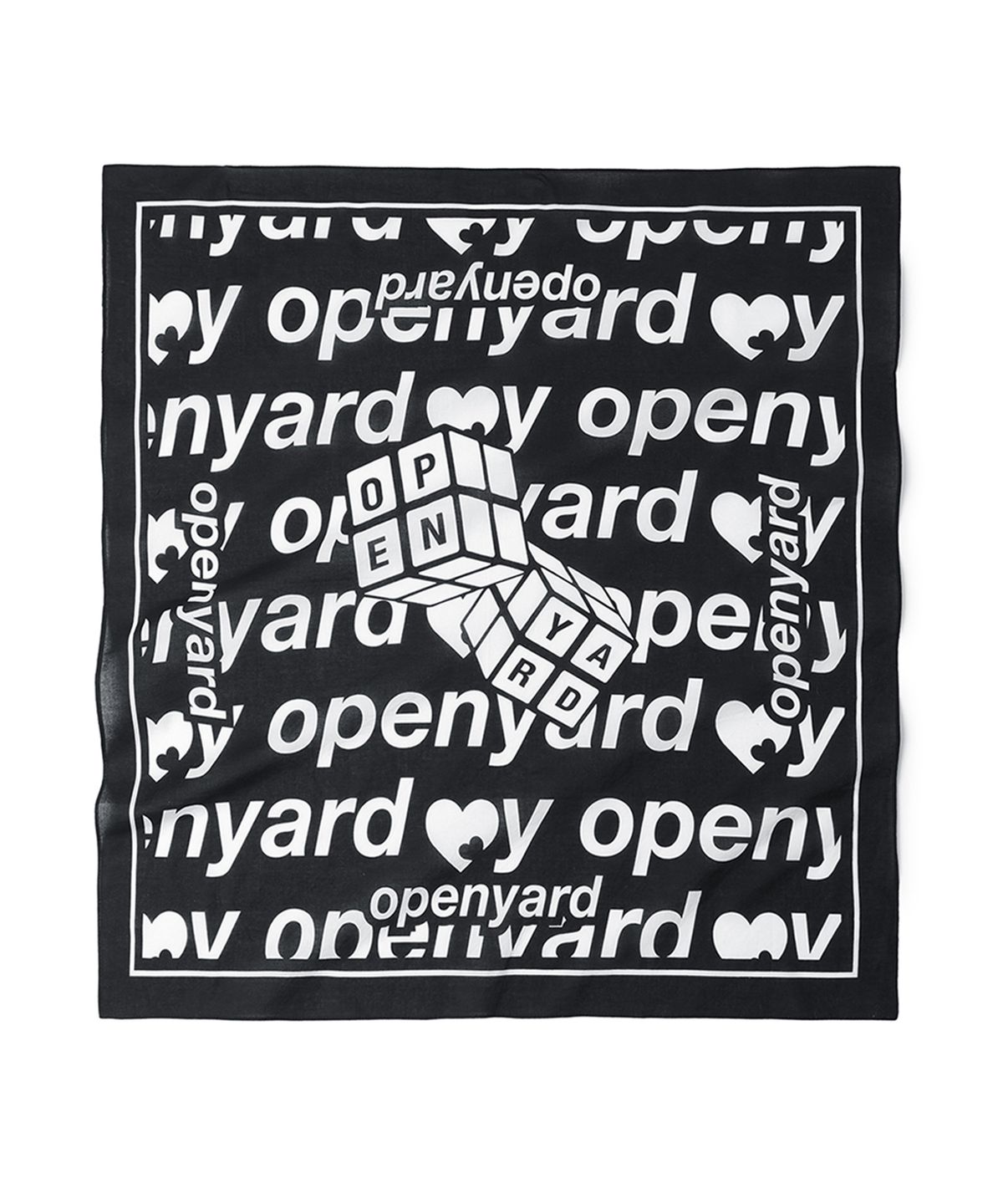 오픈야드(오와이)(OPENYARD(OY)) ALL OVER CUBE BANDANA - BLACK