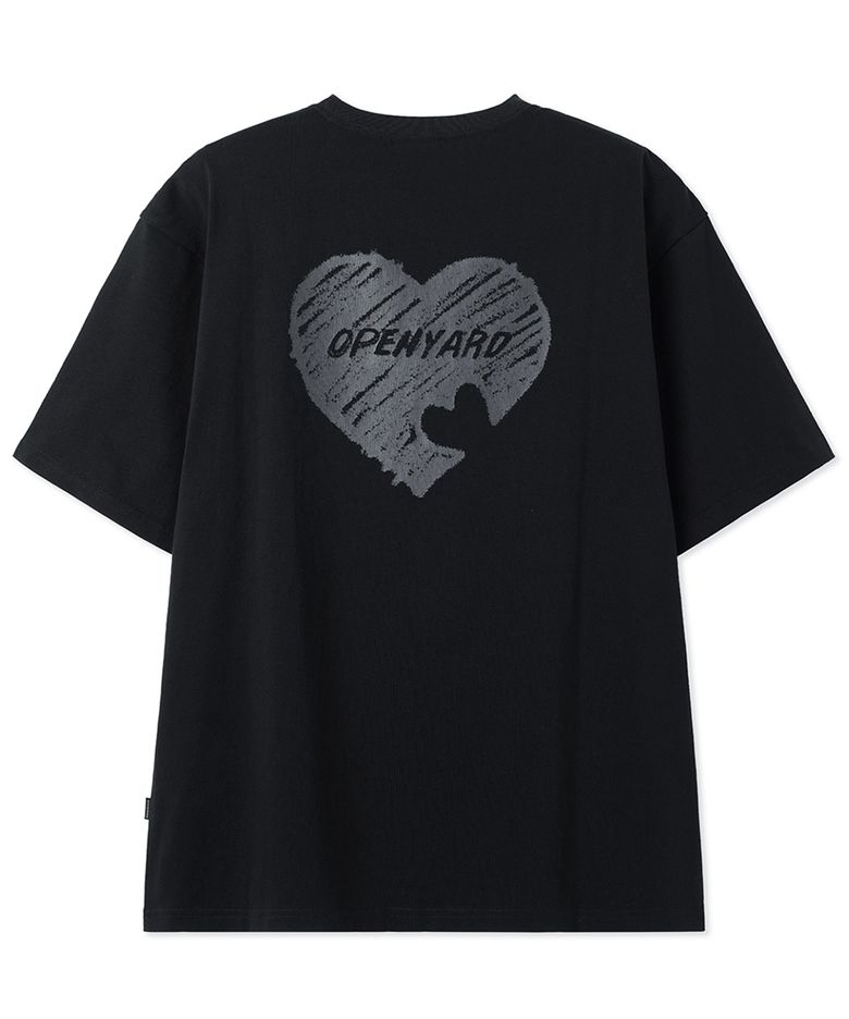 CRAYON HEART TEE - BLACK