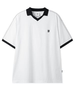 STITCHED COLLAR TEE - WHITE