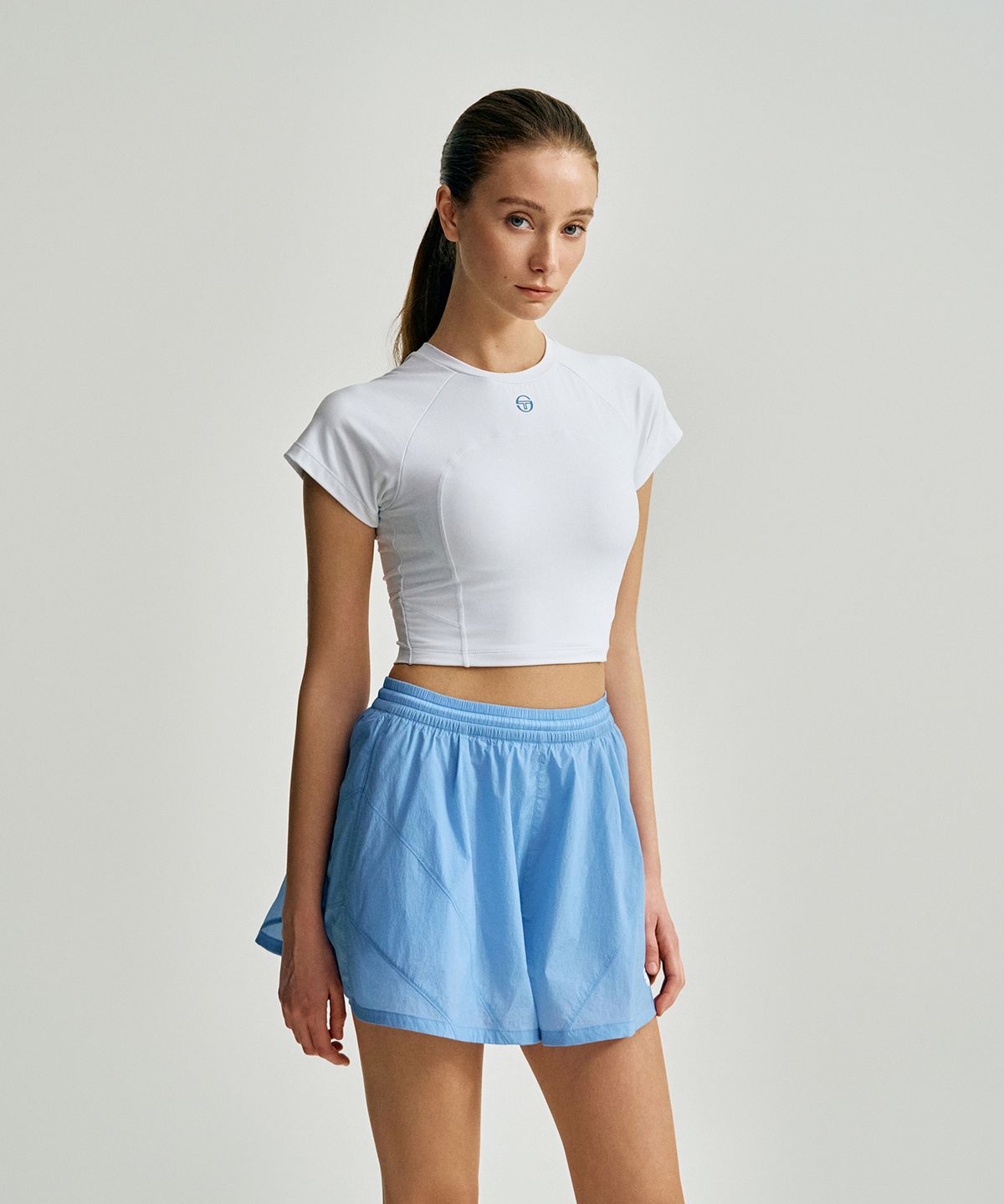 세르지오 타키니(SERGIO TACCHINI) W 마시멜로우 크롭 반팔 티셔츠 (White)