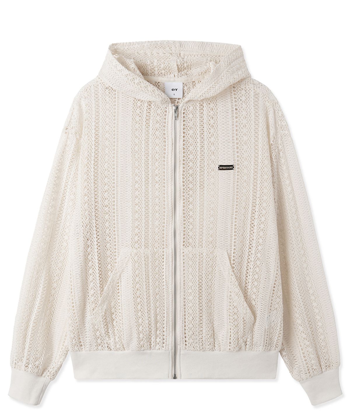 오픈야드(오와이)(OPENYARD(OY)) LOGO CROCHET HOODIE ZIP UP - IVORY