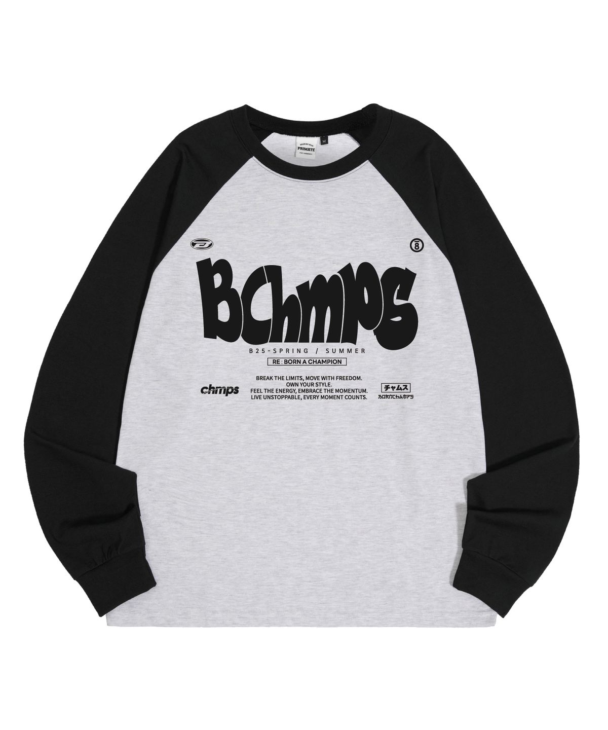 본챔스(BORN CHAMPS) [5 COLORS] BOLD MOTION 래글런 오버핏 롱 슬리브 B25ST25