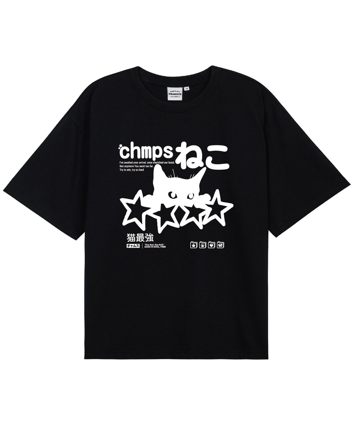 본챔스(BORN CHAMPS) [12 COLORS] CHMPS NEKO 오버핏 반팔티셔츠 B25ST29