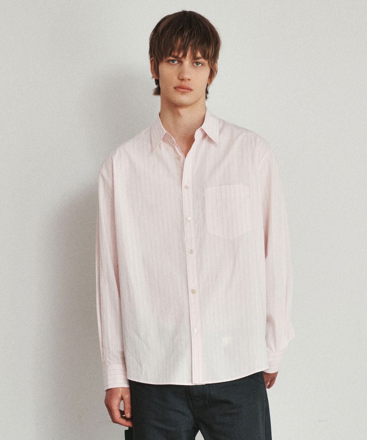 호이테(HEUTE) LONG SLEEVE STRIPE SHIRT (LIGHT PINK)