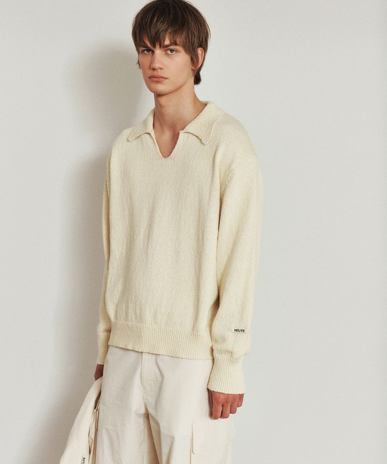 COTTON KNIT SCALE POLO (BUTTER YELLOW)