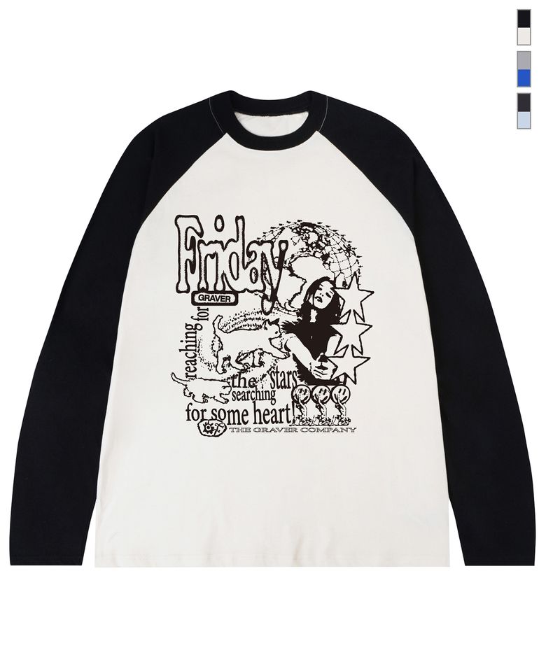 [UNISEX]FRIDAY 빈티지 래글런 롱슬리브 티셔츠_3color