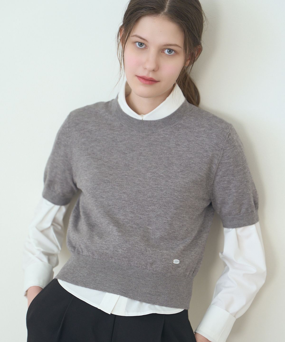 로브로브(LOVLOV) MY ATTITUDE HALF SLEEVE KNIT  TOP