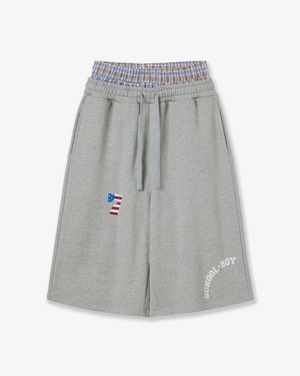 TRUNK LAYERED SWEATSHORTS [MELANGE GREY]