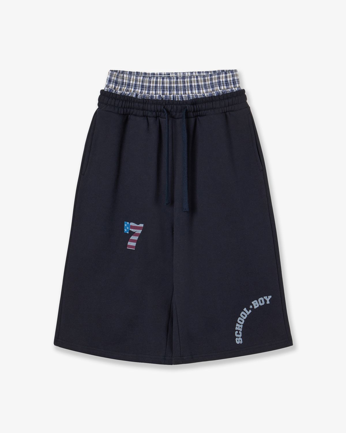 에이이에이이(AEAE) TRUNK LAYERED SWEATSHORTS [NAVY]