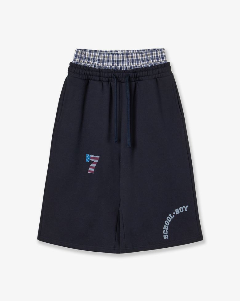 TRUNK LAYERED SWEATSHORTS [NAVY]