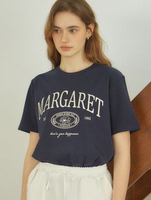 마가렛 엠브로더리 티셔츠 - 네이비