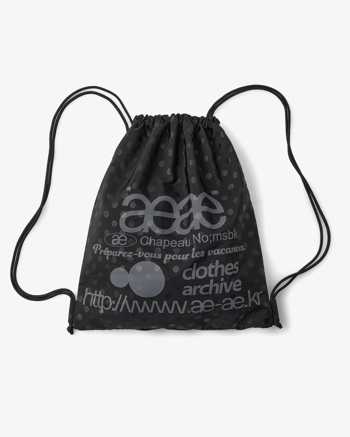 에이이에이이(AEAE) WEB LOGO DOT GYM SACK [BLACK]