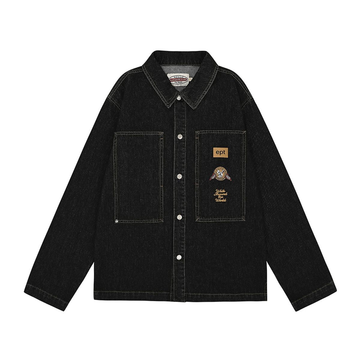 이피티(EPT) PATCH POCKET DENIM SHIRT (BLACK)