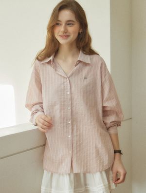 호프 시어서커 스트라이프 셔츠 - 핑크