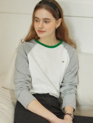 투톤 래글런 티셔츠 - 멜란지 그레이