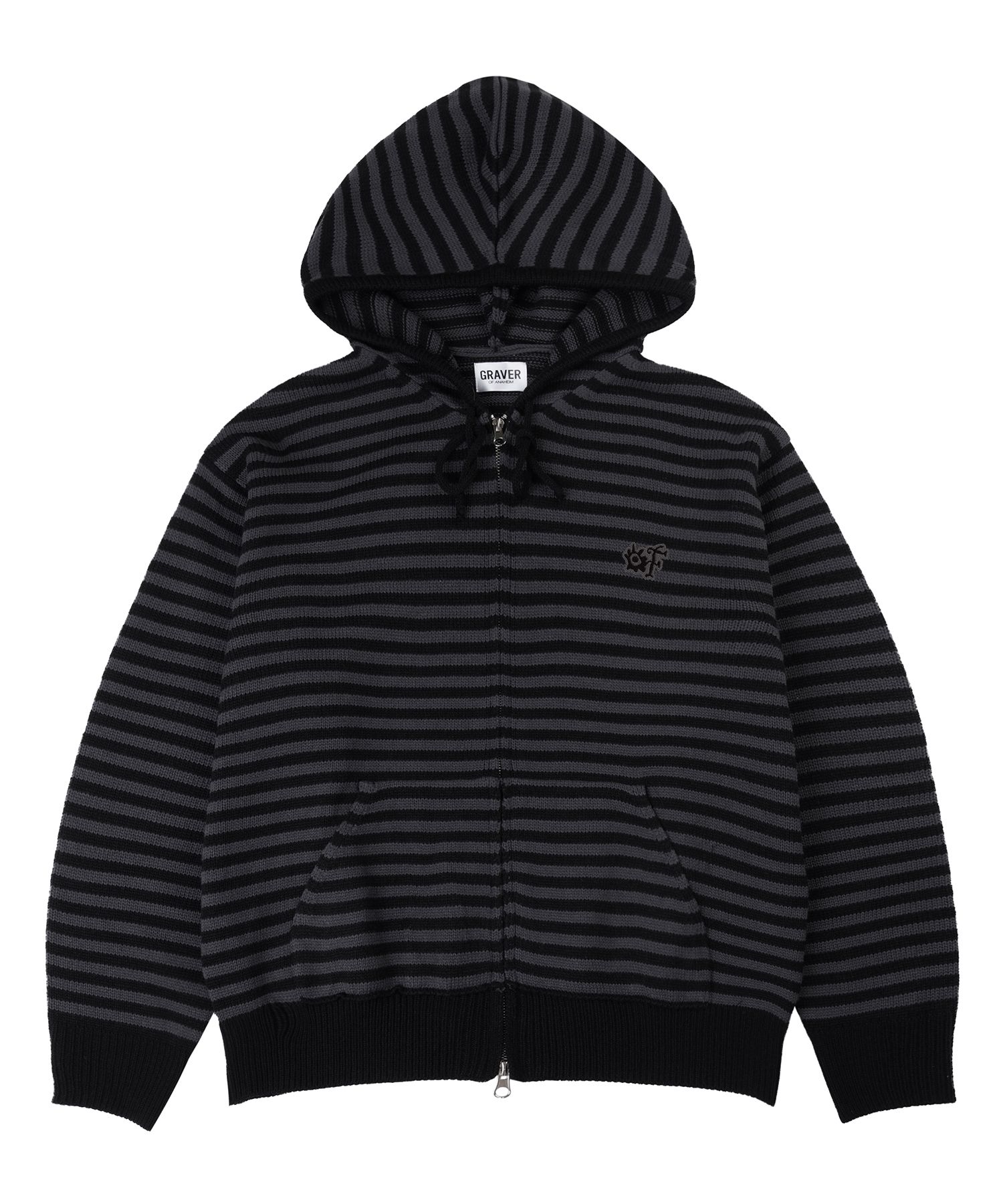 MUSINSA | GRAVER [UNISEX]OF_SYMBOL Embroidered Knit Stripe