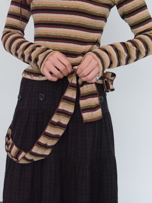 SO 러플 세트 티셔츠 SO Ruffle Set T-shirt (Brown Stripe)