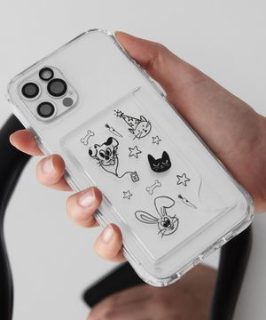 [애니멀 드로잉] 아이폰 갤럭시  디자인 카드수납 젤하드 케이스