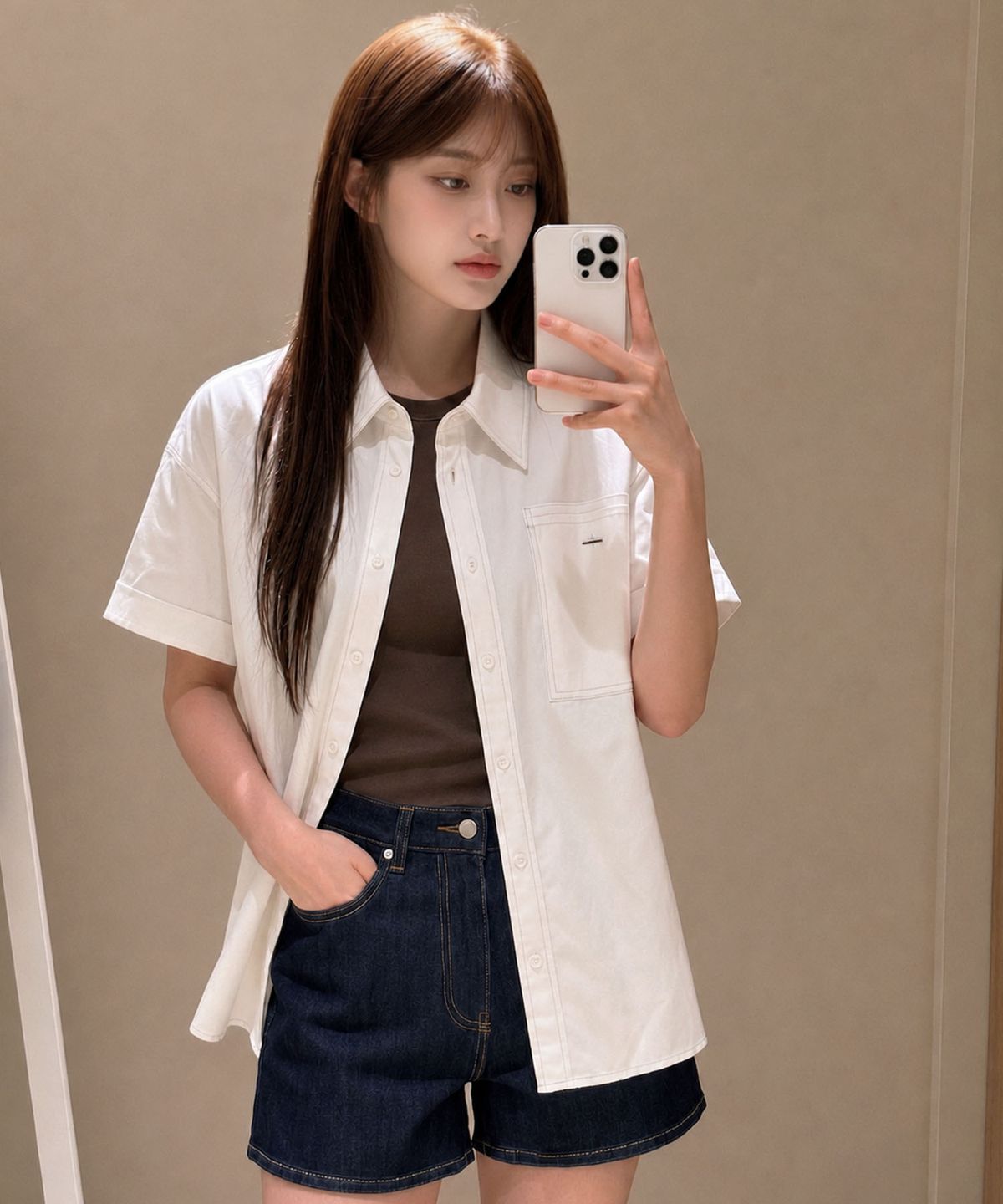 아티드(ARTID) 스티치 포인트 링클 프리 반팔 셔츠_WHITE
